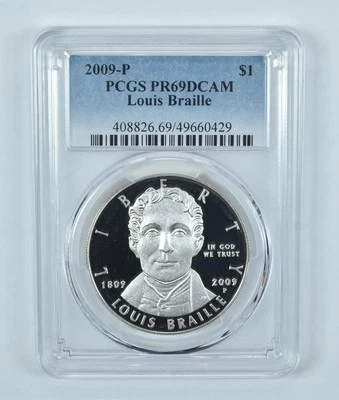 2009-P Louis Braille Commemorative Dollar PR69 DCAM PCGS Blue Label - Image 1 of 4