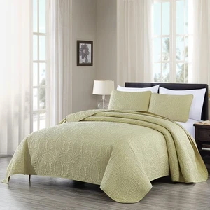 Chezmoi Collection Austin 3-piece Pinsonic Quilt Oversize Bedspread Coverlet Set - Picture 1 of 53