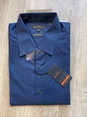 Camisa de vestir Ben Sherman Kings para hombre 17 32/33 azul marino manga larga abotonada Foto 1 de 4