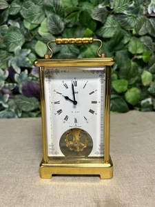 Schatz Messinggehäuse 8 Tage mechanische Kutschenuhr Vintage Germany um 1970 - Bild 1 von 13
