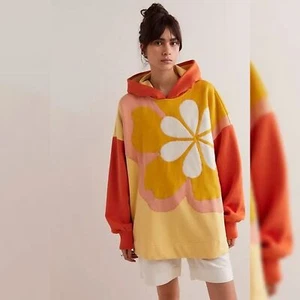 Free People Clover Sweatshirt In Orange Combo Women's Size Small - Picture 1 of 11