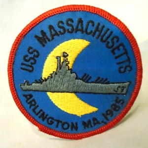 U.S.S. MASSACHUSETTS ARLINGTON, MA 1985 EMBROIDERED PATCH 3" DIAMETER - Picture 1 of 2