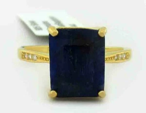 GENUINE 3.80 Cts BLUE SAPPHIRE & W.SAPPHIRE RING .925 SILVER - NWT - Picture 1 of 4