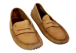 Tod's TAN BROWN REAL LEATHER STITCHED CASUAL LOAFER DRIVING MEN'S SHOES Sz 11.5 - Picture 1 of 10
