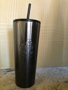 New 2019 Starbucks Stainless Steel Black Glitter Cold Cup Tumbler Mug 24 oz - Picture 1 of 4