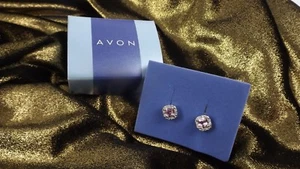 Vintage Avon "Pink Ice" Earrings - Pink & White Rhinestone w/ Silver Tone - Picture 1 of 11