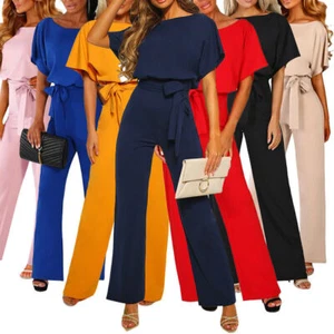 Reino Unido Mujeres Manga Corta Mono Damas Informal Boho Pierna Ancha Pantalón Mameluco Mono - Imagen 1 de 21