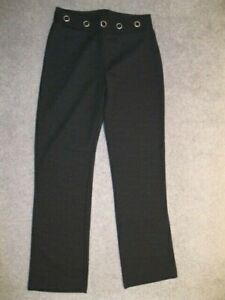 NEW FREDRICK'S OF HOLLYWOOD BLACK DRESS PANTS  LARGE GROMMET WAIST BAND SIZE 7