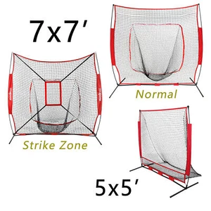 5×5'/7×7' Outdoor Baseball Softball Practice Net for Pitching with Carry Bag Red - Picture 1 of 47