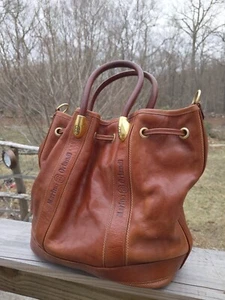 MARINO ORLANDI BROWN Bucket Style Drawstring Bag Made In Italy. Pre-Owned - Picture 1 of 13