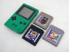 Green Nintendo Game Boy Pocket With Pac-Man Castlevania & Pokemon - Tested