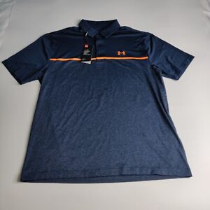 NWT Under Armour Men's Large The Playoff Polo Golf Shirt Blue Short Sleeve