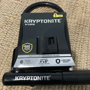Kryptonite U Lock - Black, 4" x 8"- Lifetime Warranty- Hardened Steel NEW! - Picture 1 of 4