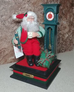 Vintage Holiday Creations Musical Santa w Grandfather Clock w Light 12" - Picture 1 of 8
