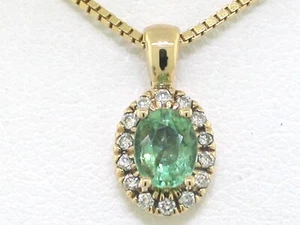 Paraiba Turmalin Anhänger 585 Gelbgold 14Kt  natürlicher Turmalin  16 Brillanten - Bild 1 von 5