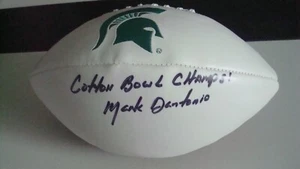 Mark Dantonio AUTOGRAFIADO MICHIGAN ESTADO PANEL BLANCO LOGOTIPO FÚTBOL ALGODÓN TAZÓN - Imagen 1 de 3