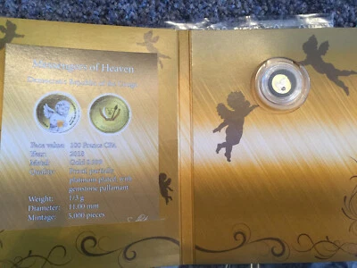 2018 Congo, 100 Francs, Gold, Platinum, Messengers of Heaven, Gemstone Pallamant - Image 1 of 4