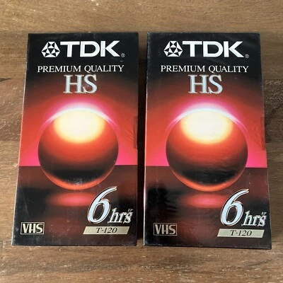 Lote de 2 cintas de video VHS en blanco TDK calidad premium HS 6 horas T-120 nuevas y selladas Foto 1 de 4
