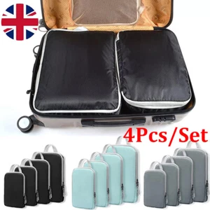 4 Sets Compression Bags Organiser Suitcases Packing Cubes Travel Storage Luggage - Picture 1 of 22