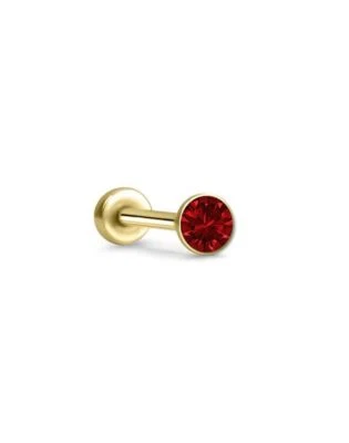 Threadless Labret Nose Ring Monroe Push Pin Stud Yellow Gold Steel 2mm CZ - Image 1 of 2
