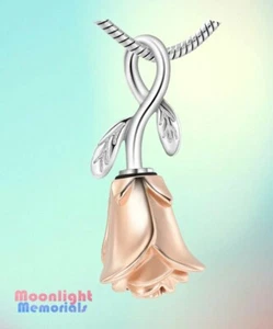 New Rose Flower Cremation Urn Keepsake Ashes Memorial Necklace - Picture 1 of 14