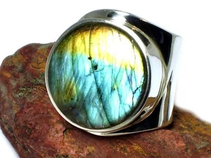 ANILLO ajustable de plata esterlina 925 de labradorita - ¡en caja de regalo! - Imagen 1 de 6