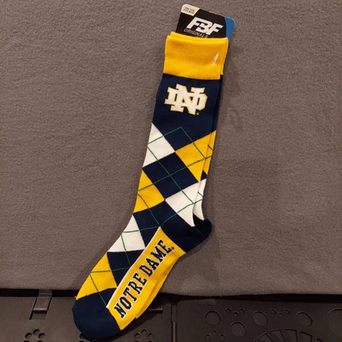 Notre Dame Argyle Socks Sock 1 pair Size 9-11 Gold and Blue B832(2) Cover