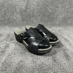Dansko Sapphire Damen-Pantoletten Größe EU 40 US 9,5 schwarz Leder Cutout Keilabsatz gebraucht - Bild 1 von 11