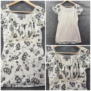 Top babydoll Y2k Style that works Vanity avorio nero maglia pizzo floreale XL fata - Foto 1 di 5