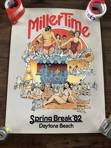 POSTER VINTAGE 1982 DAYTONA BEACH VACANZE DI PRIMAVERA MILLER TIME RETRÒ FESTA UNIVERSITARIA - Foto 1 di 5