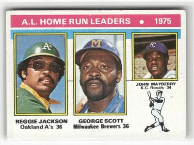 1976 Topps #194 1975 AL Home Run Leaders Reggie Jackson Scott Mayberry ☘️V01 - Image 1 of 2