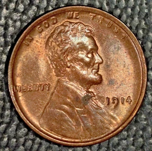 1914 Lincoln Cent, Choice BU, Light Reverse Toning, Spot near Tie, Raw - Picture 1 of 2
