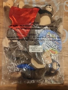 NEU 3er Set Schleuder fliegender Affe Plüsch 2006 rot, blau & schwarz versiegelt - Bild 1 von 6