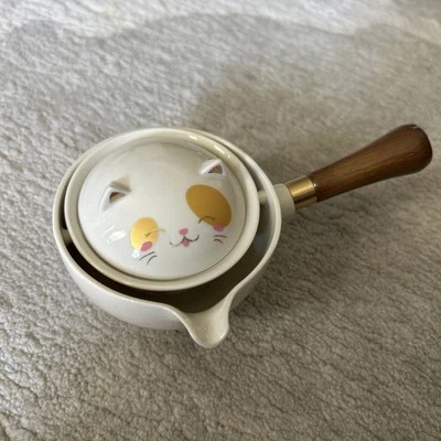 Tetera portátil de porcelana temática de gato chino Gongfu con mango porción única Foto 1 de 4