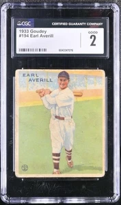1933 GOUDEY #194 EARL AVERILL CGC 2 GOOD RC ROOKIE INDIANS 5725 - Picture 1 of 2