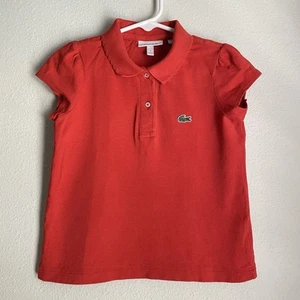 Lacoste Girls Size 4 Polo Shirt Orange Cotton Breathable School Preppy - Picture 1 of 5
