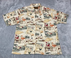 Clearwater Outfitters Hawaiian Santa Beach Christmas Sz L Short Sleeve Shirt - Picture 1 of 9