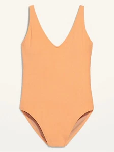 Old Navy Women’s V-Neck Terry One-Piece Swimsuit Orange Size XXL or 3X - Picture 1 of 5