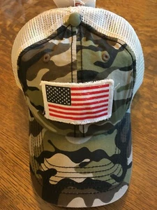New MOBILE DELVAC CAMO AMERICAN FLAG racing hat cap A3 - Picture 1 of 3