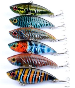 6PCS Crankbait Fishing Lures VIB Minnow Carp 10.6g Hard Swimbait Trolling Hook - Picture 1 of 10