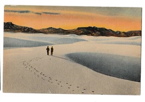 2 Personas GREAT WHITE SANDS MONUMENTO NACIONAL Alamogordo Casi Nuevo Postal Lino - Imagen 1 de 2