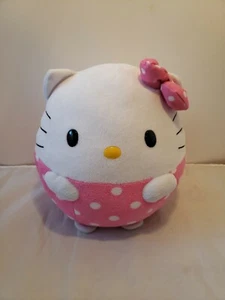 Peluche Ty Hello Kitty Jumbo palla rotonda rosa bianco gatto 2012 Sanrio alto 8" - Foto 1 di 8