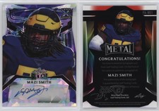 2023 Leaf Metal Portrait Purple Crystals /3 Mazi Smith #PA-MS1 Rookie Auto RC