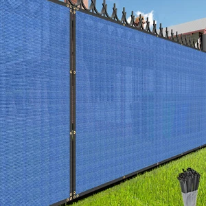 Cubierta de malla de sombra de alta resistencia azul con pantalla de privacidad de 12 ft jardín con cremallera - Imagen 1 de 7