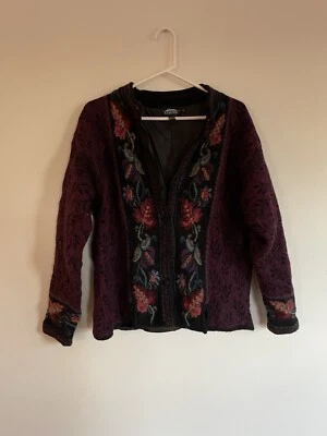 Cárdigan suéter vintage de lana mohair diseño islandés talla L tejido a mano Fair Isle Foto 1 de 4