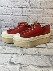 Vintage 1970s Flagg Bros platform converse style sneakers Sz 8.5 Red - Picture 1 of 7