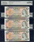 1979 Bank Of Canada $20 Banknote - Bc-54B Legacy Gem New 66Ppq - 3 Consecutives