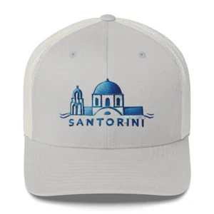 Santorini bestickte Truckermütze - klassische Netzmütze für Sonnenschutz - Bild 1 von 15