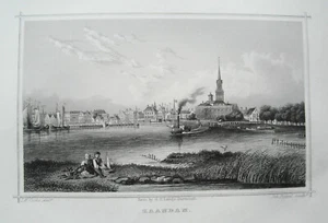 Zaandam Zaanstad Raddampfer  Niederlande Nederland alter Stahlstich 1844 - Bild 1 von 1