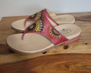  Spring Step L'Artiste Mayura Red Leather Thong Sandals Women's Sz 42 New NO Box - Picture 1 of 13